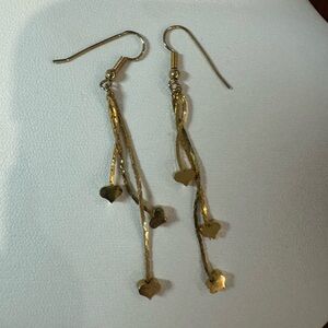 Elegant Gold Heart Dangle Earrings vintage